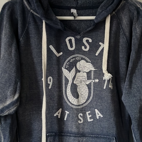 OBX Lost at Sea Mermaid acid wash drawstring hoodie - Picture 3 of 11
